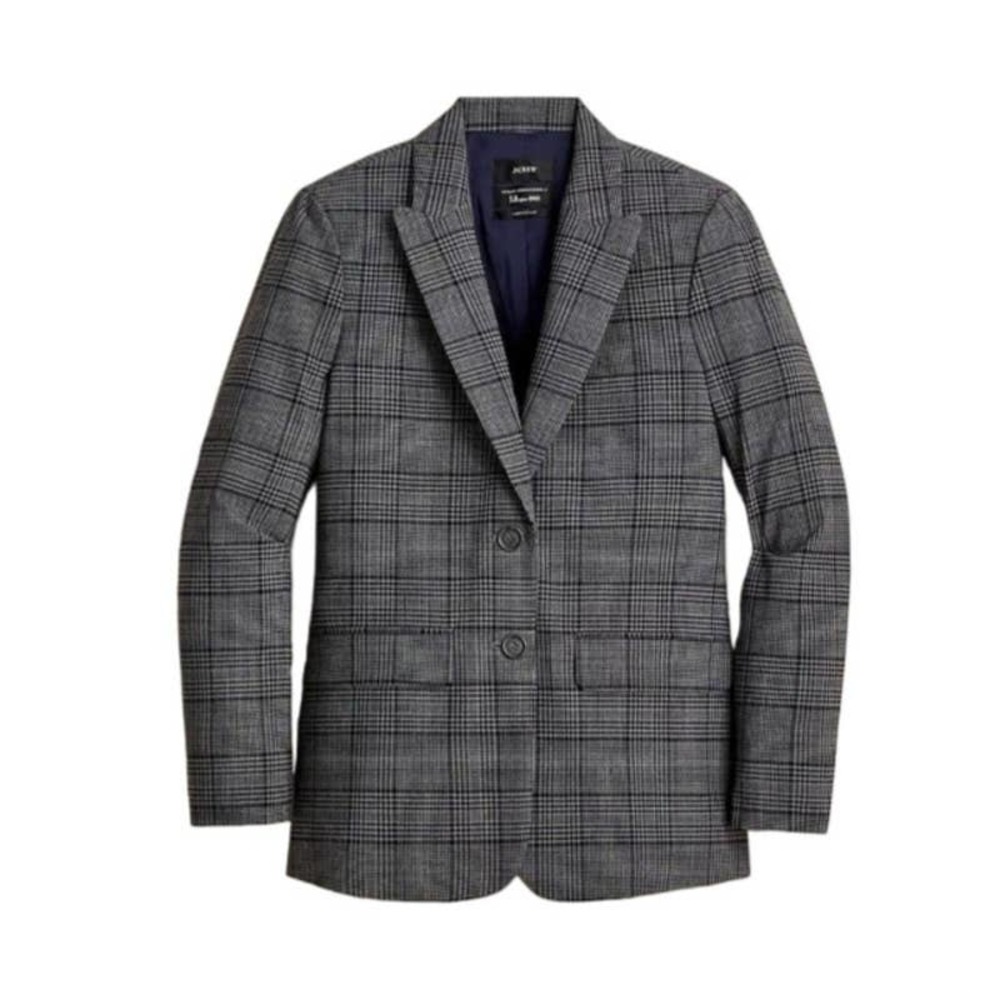J.Crew Italian Stretch Wool Plaid Blazer | Size 10 | Tailored Fit